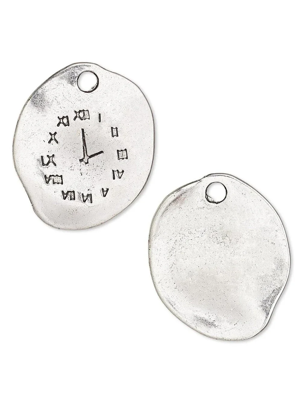 10 Antiqued Silver Pewter Salvador Dali Style 25x21mm Clock Face Charms Pendants